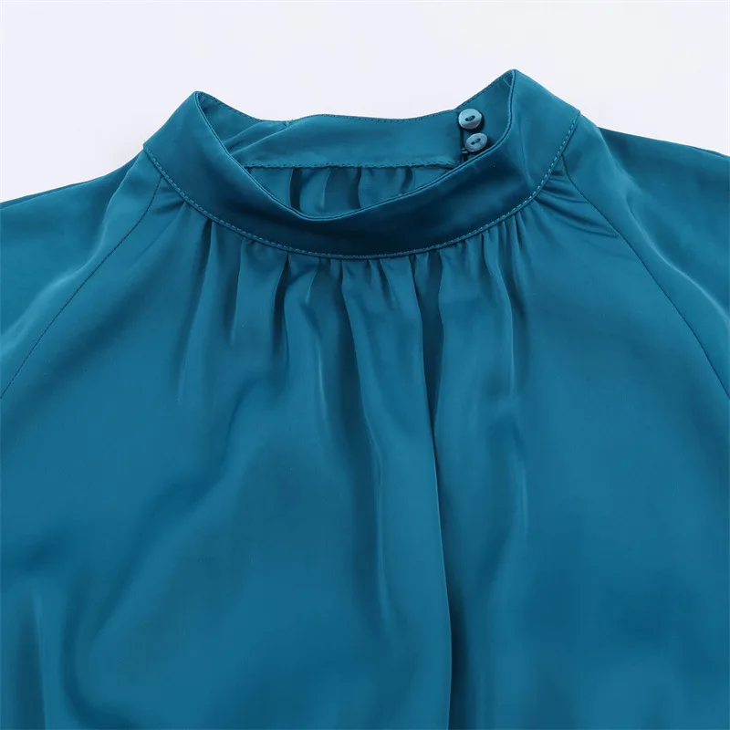 NINE ZAR Women's Long Sve Satin Feel Midi Dr Belted Sve Tie Gown A-Line Skirt Sle Ci Commute Suitable