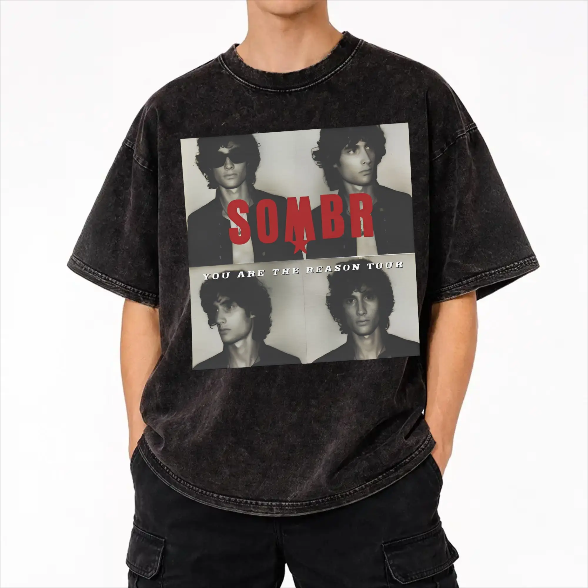 Sombr Youare The Reason World Tour 2026-2027 T Shirts Hip Hop Washed 100% Cotton T-Shirt  Novelty for Men Women Streetwear