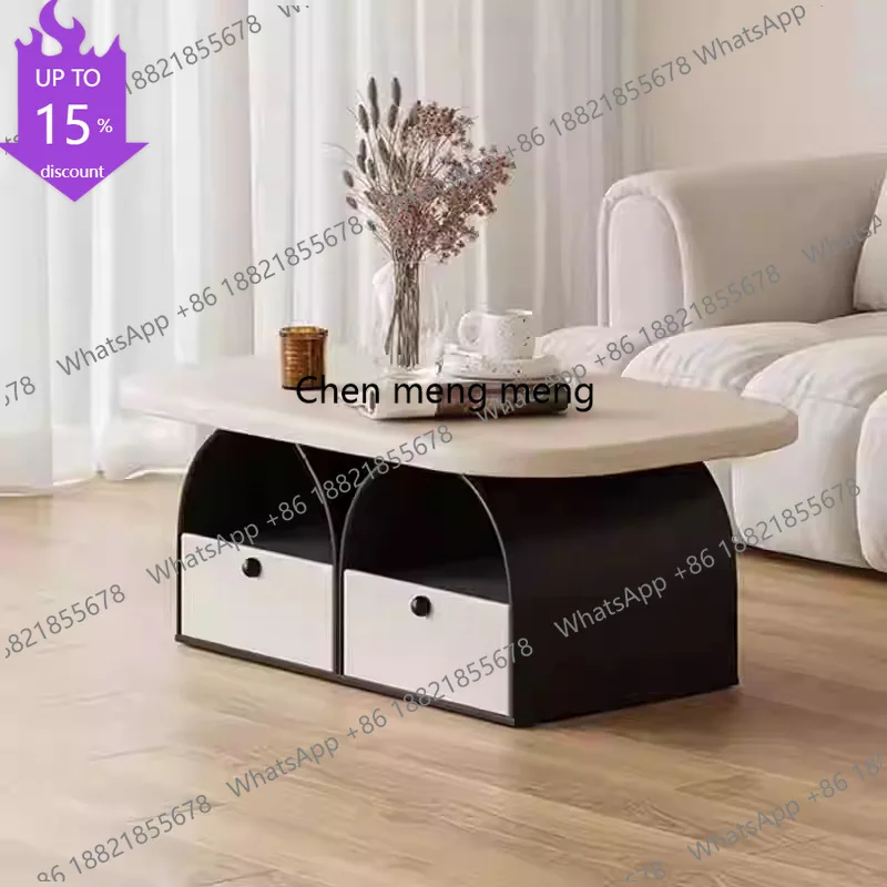

M178 Nordic Cream-Style Coffee Tables Modern Solid Wood Storage Living Room Coffee Table Creative Minimalist Home Furniture