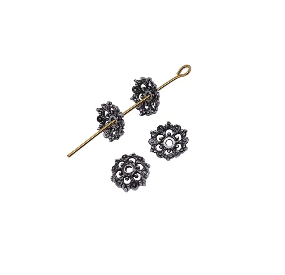 

100pcs 9.7x9.7x2.5mm Zinc alloy metal tibetan silver plated bead caps T1366 for jewelry making