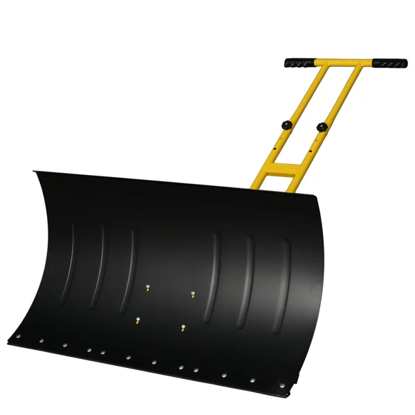 Manual Snow Pusher Cart 36x18in H Handle Black Iron Blade Yellow Wheels Wheeled Snow Removal Tool for Yard Driveway Winter Cleaning