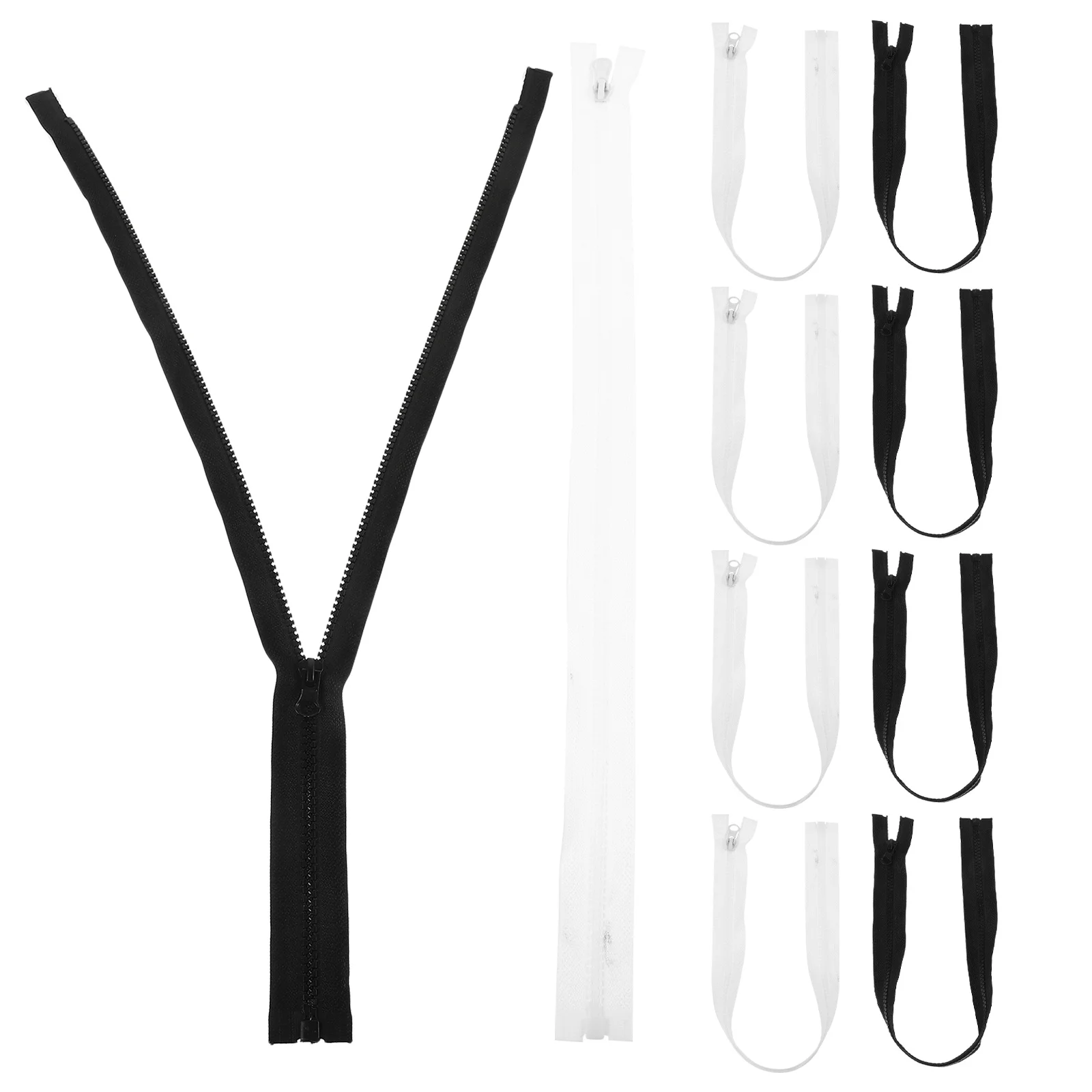 

10Pcs Long Zipper Chain Resin Cloth Multi-Function Separating Zippers for Coat Jacket Replacement Sewing Crafting Supplies