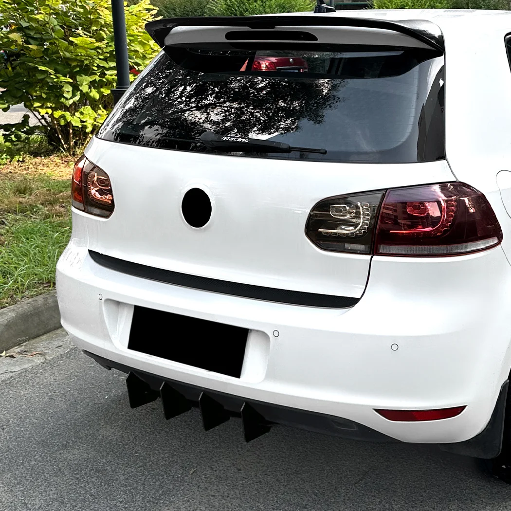 Diffuser Spoiler Splitter Bumper Belakang Mobil 4 Sirip untuk VW Golf 6 MK6 Standard TDI TSI 2008-2013, ABS Gloss Black Bodykit Tuning