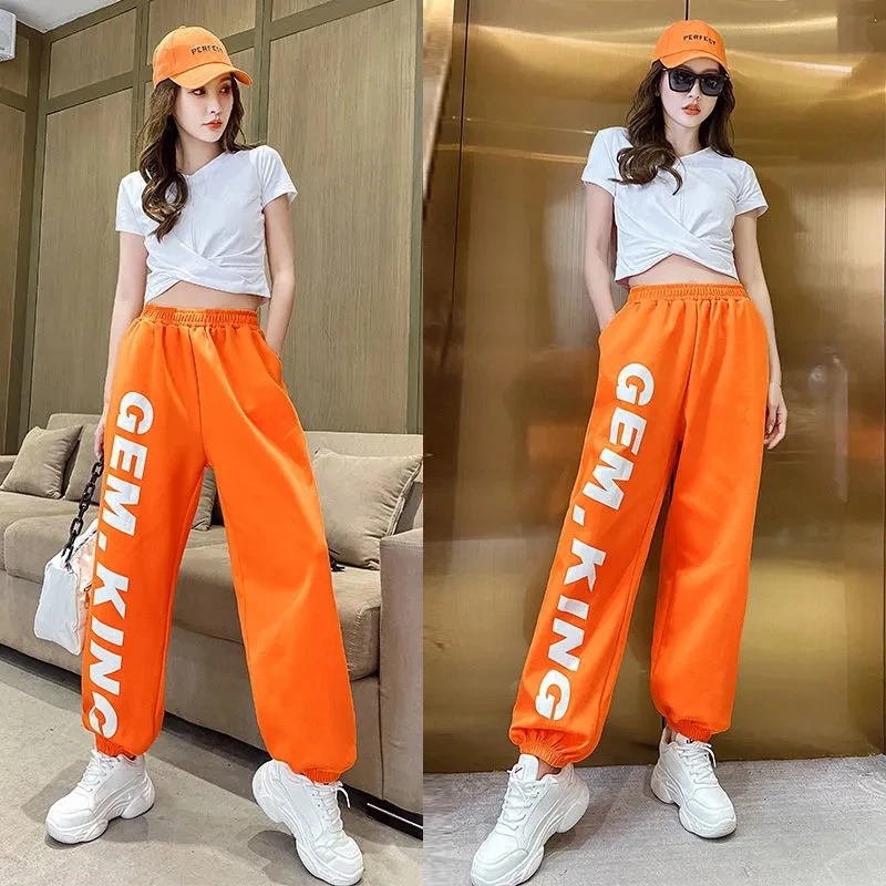 

2024 Spring Summer New Fashion Sweatpants Women Hip-hop Letter Print Pants for Women Trendy Drawstring Design Woman Trousers