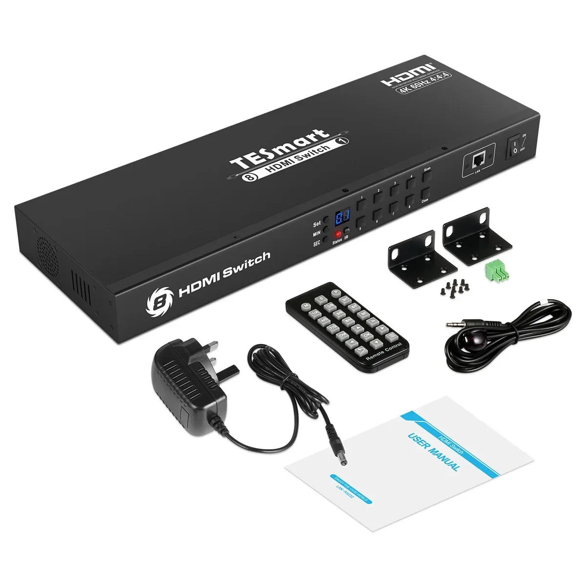 OEM ODM 8 In 1 Out Video Switch HDMI EDID Auto Detection Scan 4K60Hz LAN Port RS232 Control HDMI Switcher