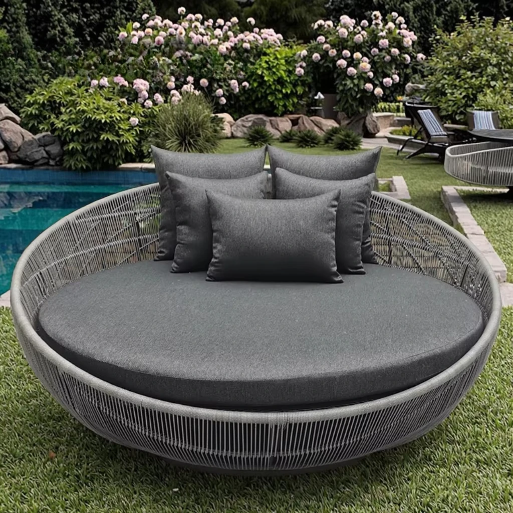 

Shape Wicker Daybed Outdoor Sun Bed Patio Chaise Lounge Daybed Garden Furniture Rattan Day Bed