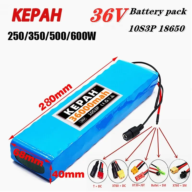 

36V 36Ah 18650 Rechargeable Lithium Battery Pack 10S3P 600W Power Modified with BMS