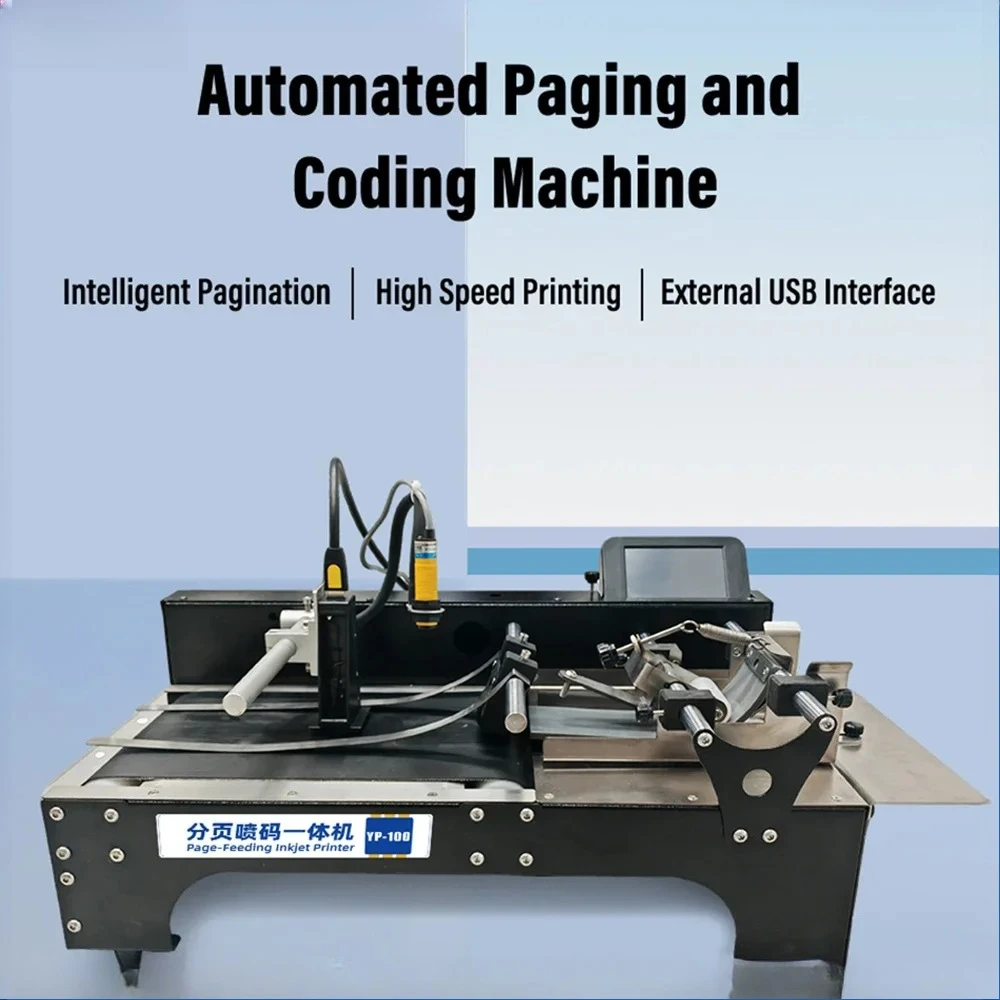 YP100 Online Thermal Inkjet Printers Automatic Bag Card Paging Machine Conveyor Belt with TIJ Inkjet Printer for Date EU