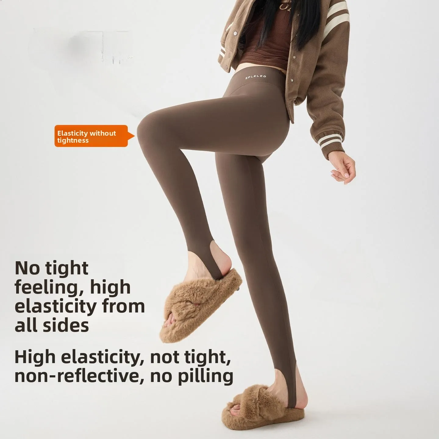 Calças de yoga femininas de cintura alta com forro de fce, calças quentes de inverno com pés, controle de barriga, levantamento de bunda, elásticas, calças de traço de cicatriz