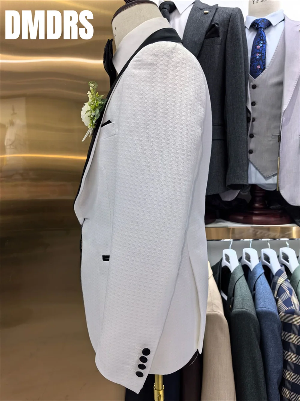 Terno de casamento jacquard masculino, conjunto de 3 peças, vestido de luxo, jaqueta, calça, colete, formal, alta qualidade