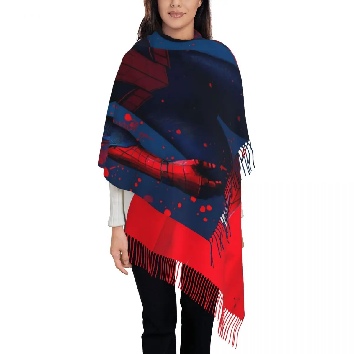 

Шарф супергероя с рисунком Человека-паука на заказ для мужчин и женщин, зима-осень, теплые шарфы, шали, накидки