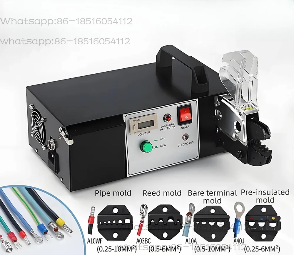 0.25-10mm2 Automatic Electrical Terminal Crimping Tools 110V 220V with Exchangeable Die Sets Electric Crimper