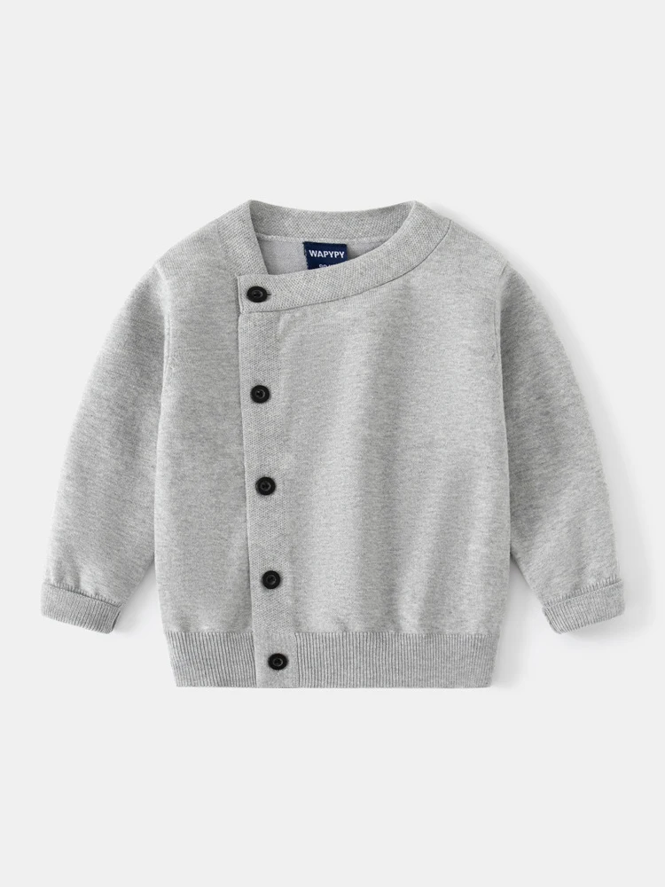 LJMOFA Autumn Brand New Children Baby Knitwear For Boys Girls Kids Solid Color Knitted Sweaters Cardigans Outwear Clothes D174