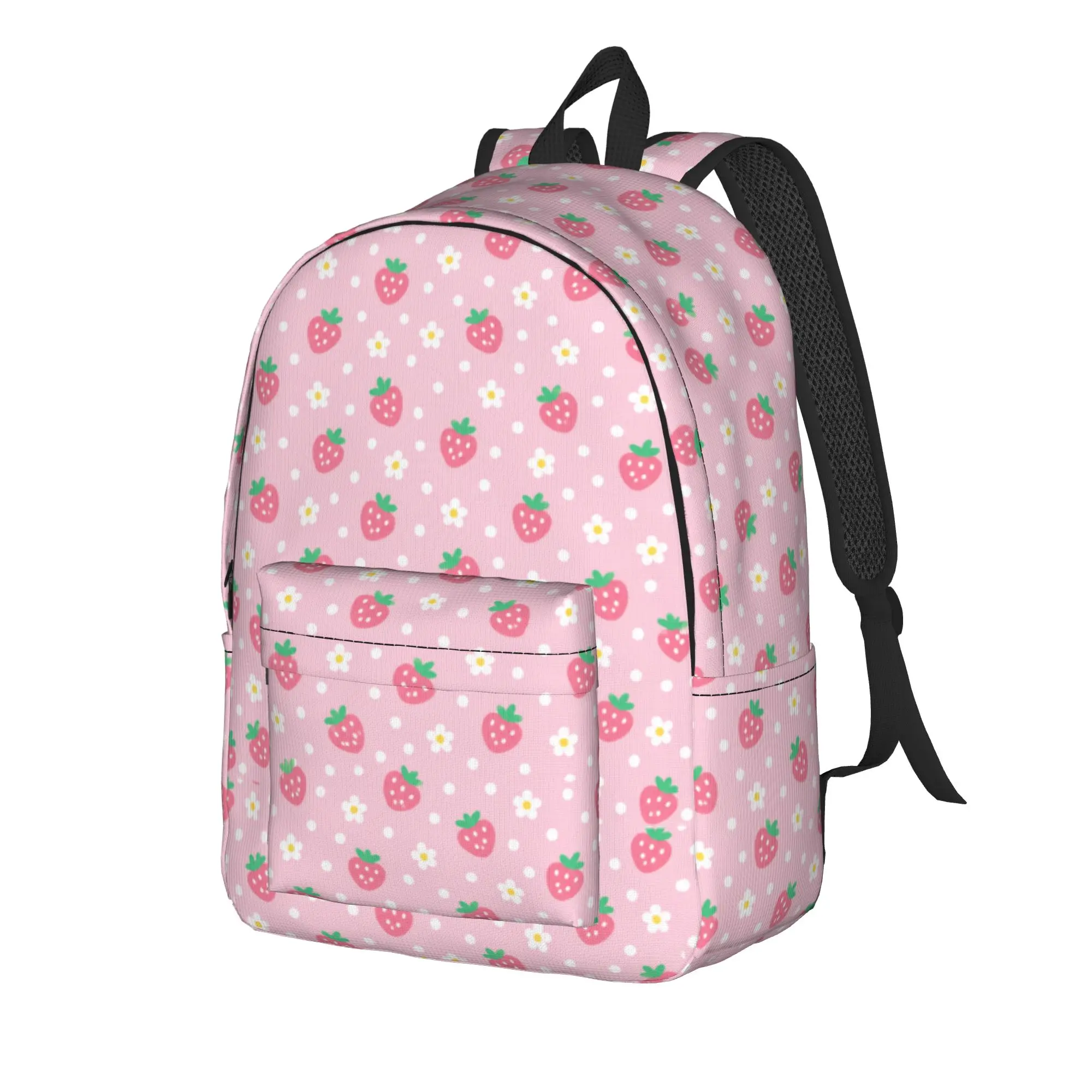 Pink Strawberry Polka Dot Cute Kawaii Backpack  Workout Backpacks Women Casual High School Bags High Quality Breathable Rucksack