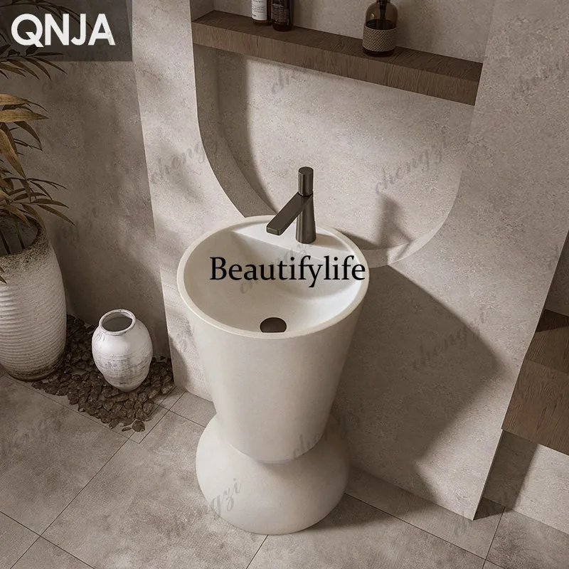 Wabi Sand Cream style Designer Pillar Basin Floor-to-ceiling integrated art sink Personalized creative face wash table