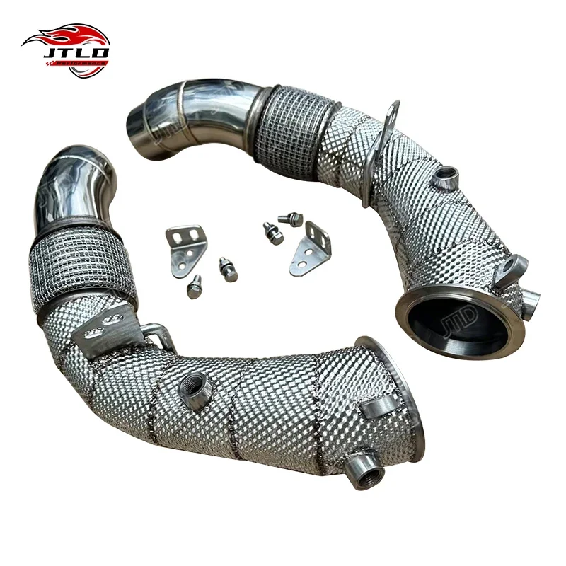 

JTLD 304SS Exhaust Catless Downpipe With Heat Shield For BMW F10 M5 F06 M6 Straight Pipes Test Pipe