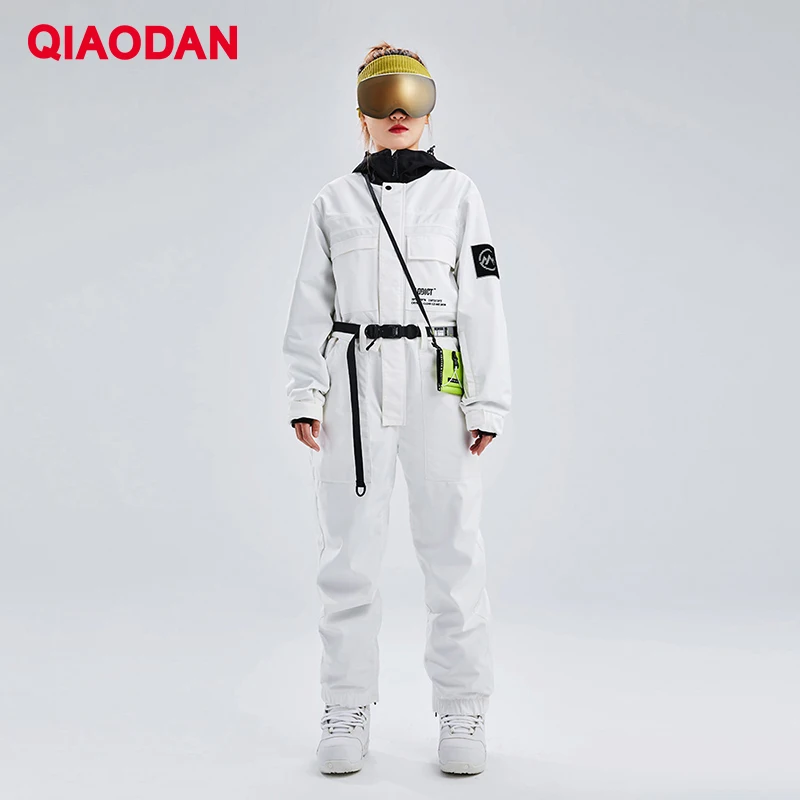 QIAODAN – ensemble de Ski pour femmes, tenue d'extérieur, chaud, pantalon et veste coupe-vent, imperméable, sport, 2 pièces, 2023