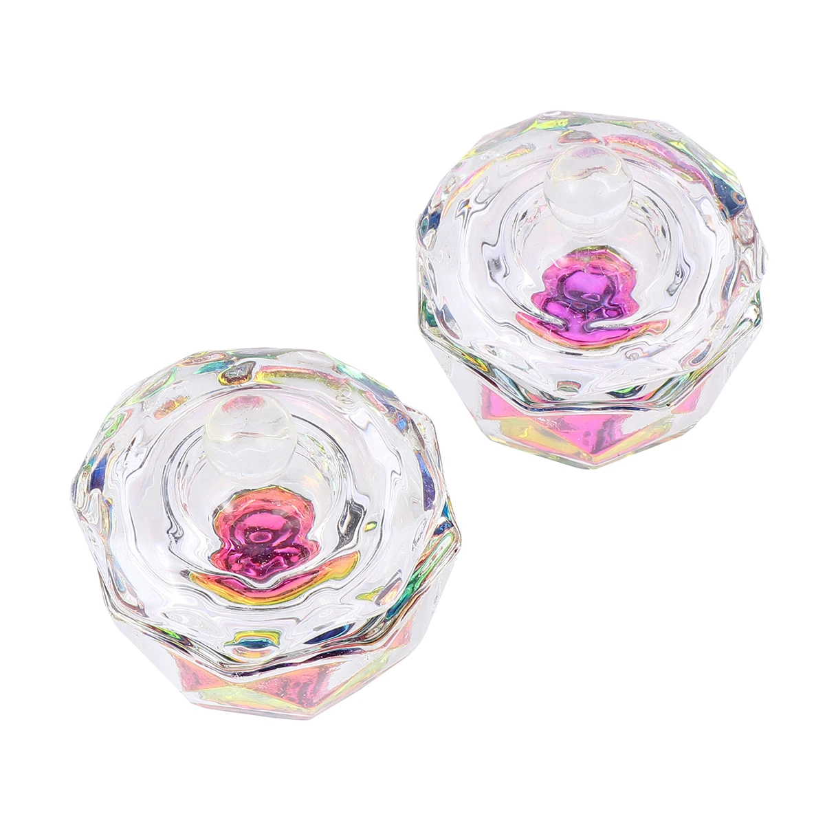 

2Pcs Nail Crystal Cup Octagonal Durable Mini Acrylic Liquid Container for Professional Nail Art Salon Home Use