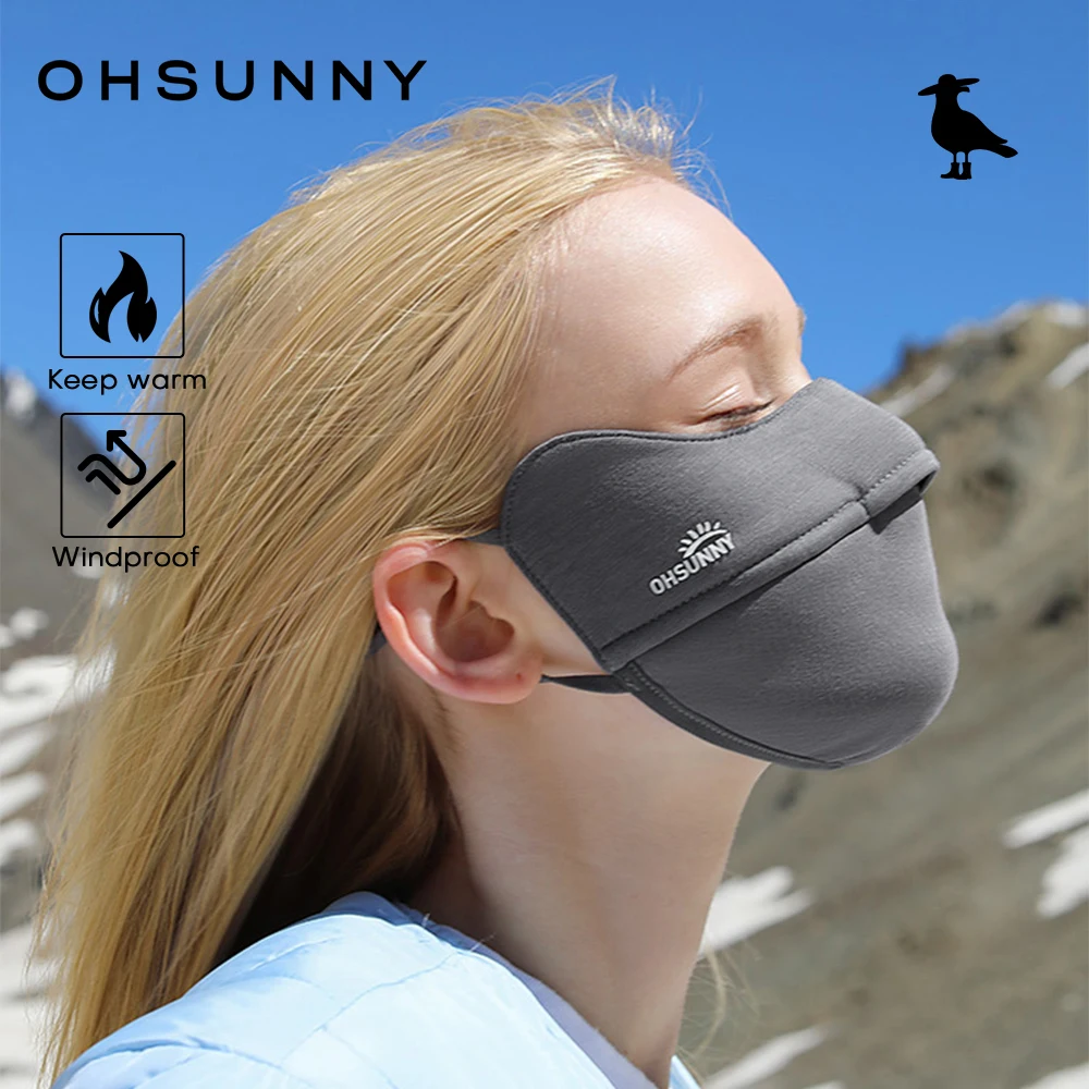 

OhSunny Зимняя крышка для лица, уличные ветрозащитные термостойкие маски, приятные для кожи, блокирующая температура, открывающийся нос с регулируемыми ушными петлями
