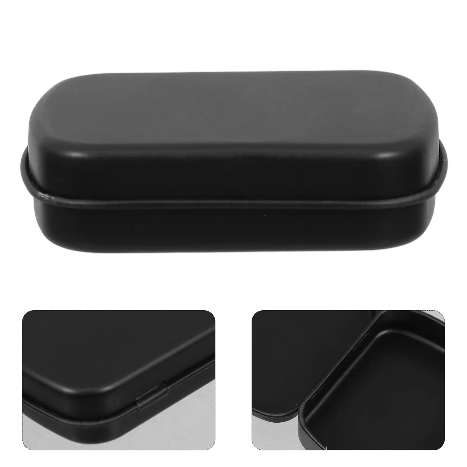 

4pcs Mini Rectangular Hinged Small Metal Container For Jewelry Candies Earrings Craft Portable Keepsake Case Black Small Storage