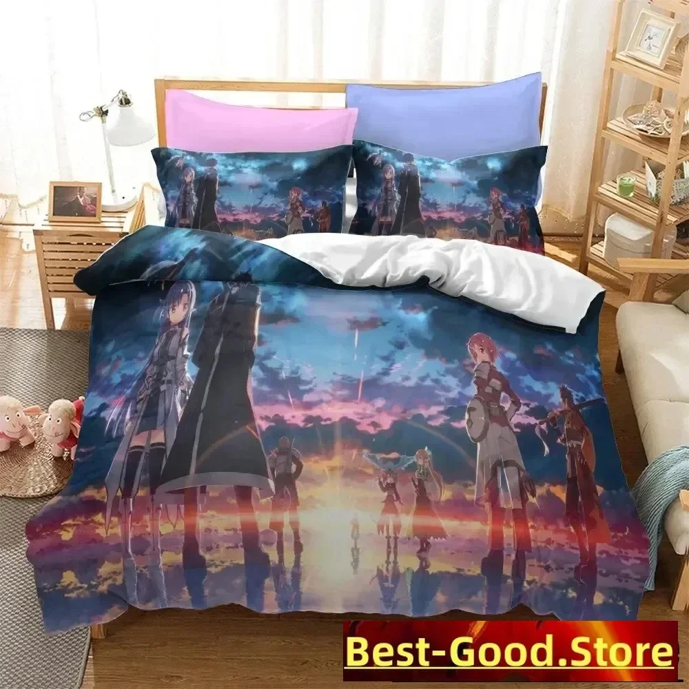 Anime Sword Art Online Duvet Cover Pillowcase Bedding Set Double Twin Full Queen King Adult Kids Bedclothes Quilt Cover