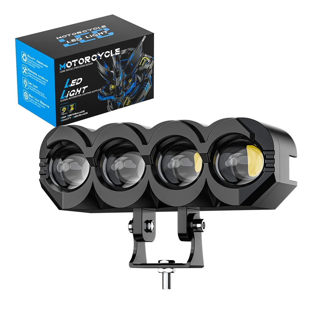 New led motorcycle spotlights Owl 4 eyes waterproof headlights two-color spotlights electric motorcycle lighting