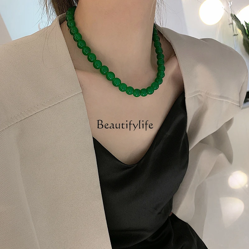 

Exaggerated Green Micro Glass Bead for Women, European and American Minority Fashion Temperament, New