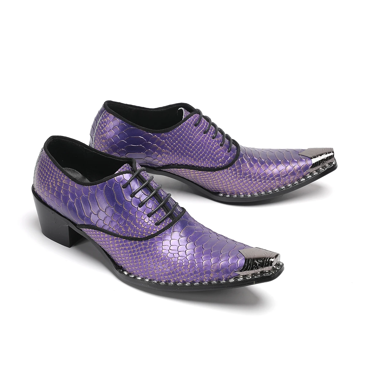 Square Toe Purple Pattern Zapatos Para Hombre Italian Leather Men's Dress Shoes Party Wedding Oxfords Male Sapatos Masculinos