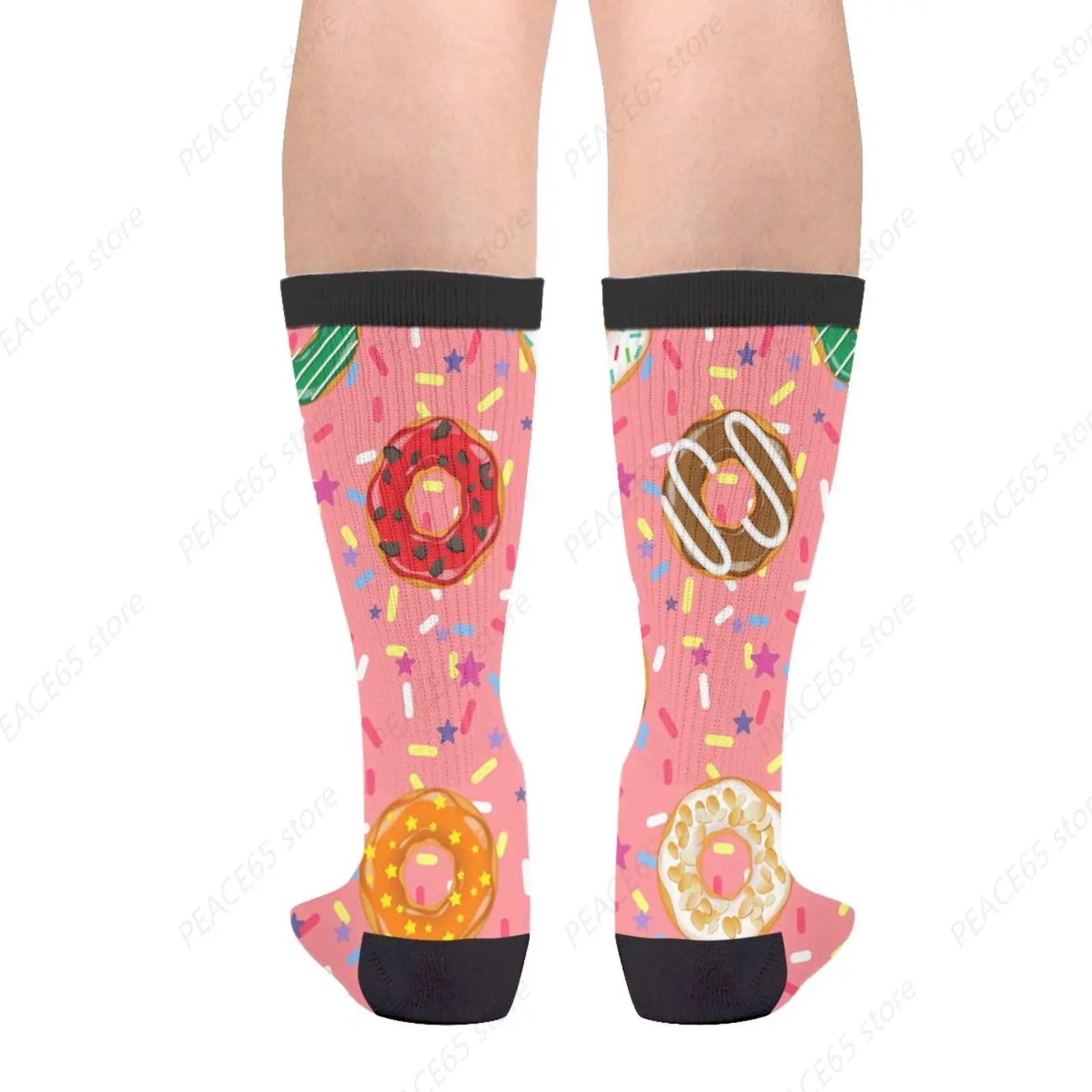 Donut Sweet Cream Cookies Men Novelty Crew Socks Casual Funny Crazy Dress Socks