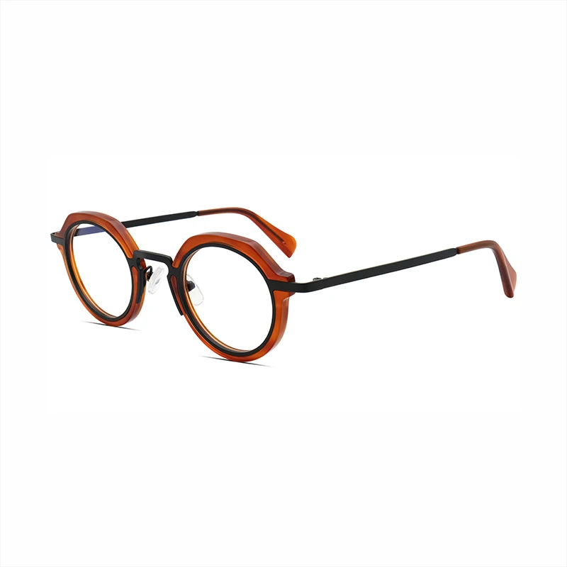 

Men's And Women's Fashion Steampunk Glasses Retro Round Acetate Frames Optical Glasses With Clear Lenses Non-Degree Frames