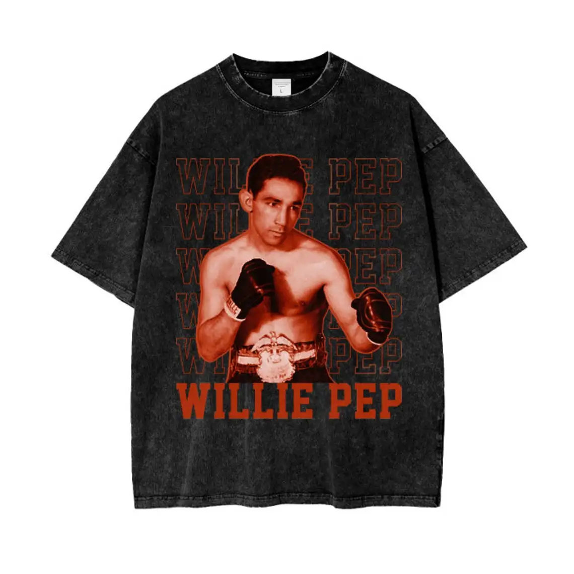 Willie Pep Streetwear Unisex Oversized Snow Wash T-Shirt - Boxing Shirt Superstore  - Featuring Gervonta Spence Bud Canelo and m