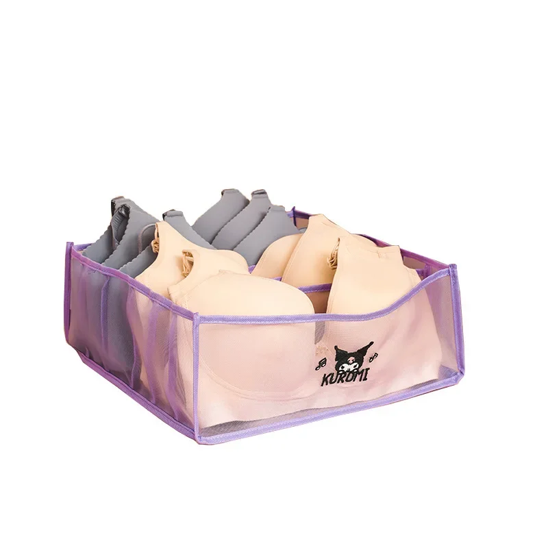 Kuromi حقيبة مستحضرات التجميل شبكة حقيبة التخزين شبكة صندوق تخزين الجينز اللوازم المنزلية أكياس للمرأة المحمولة متعددة الوظائف