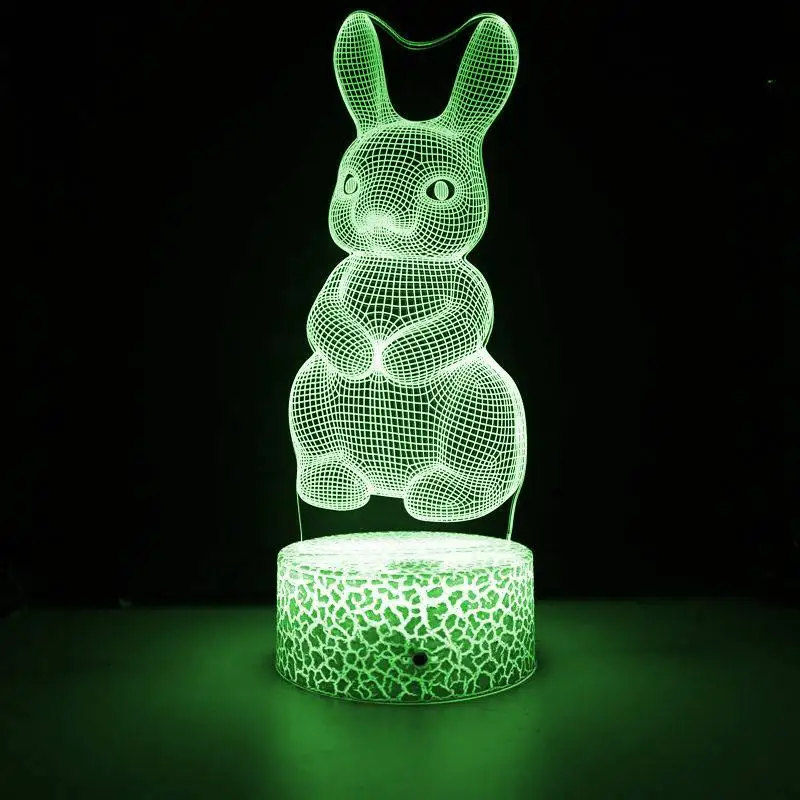 Nighdn 3D Rabbit Lamp Bunny Night Light 3D Illusion Lamp for Kids Bedroom Decor Christmas Birthday Easter Gifts for Boys Girls