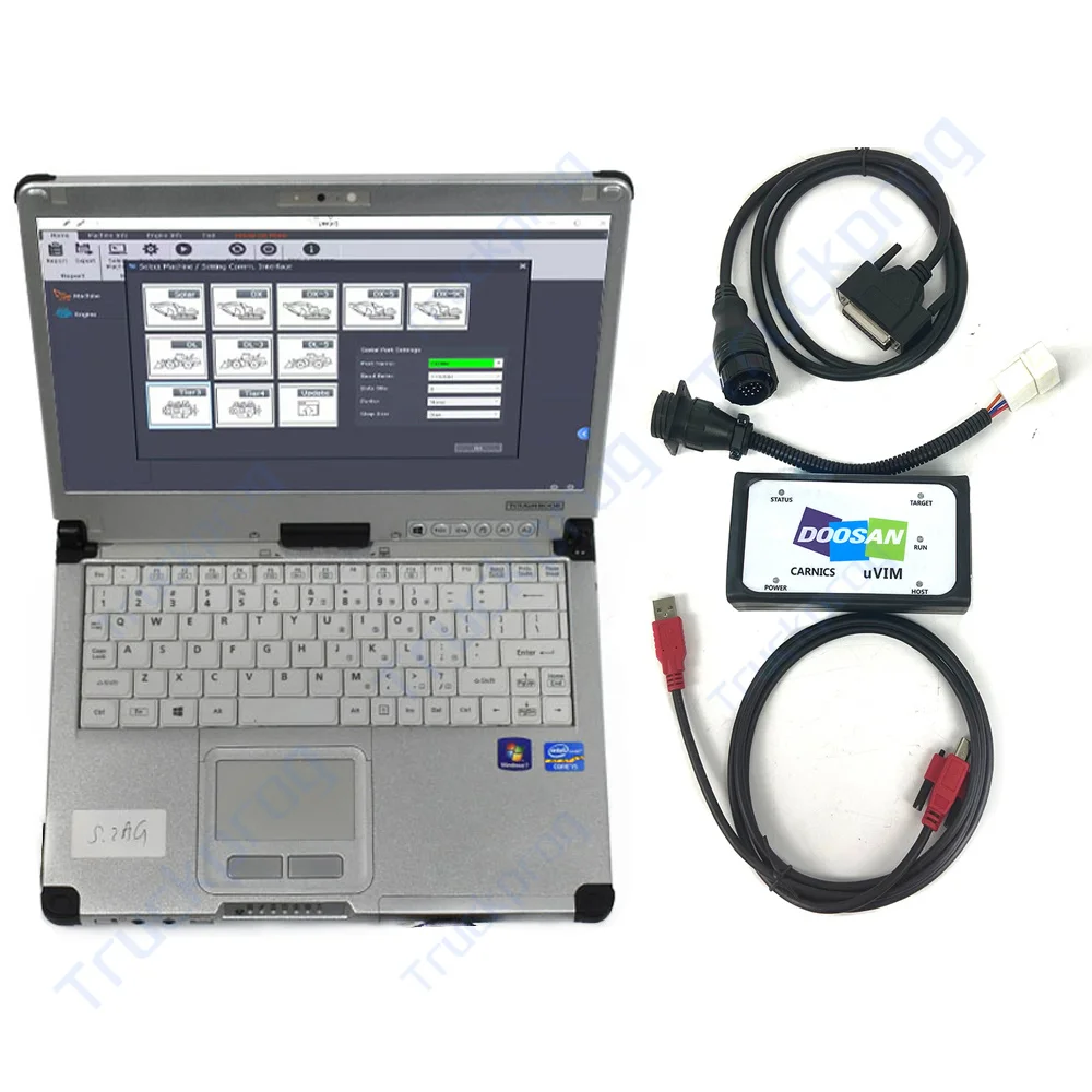 for DOOSAN DIAGNOSTIC KIT (uVIM) Doosan Massey Ferguson truck Forklift Excavator Loader Toolcat Diagnostic tool + CF C2 laptop