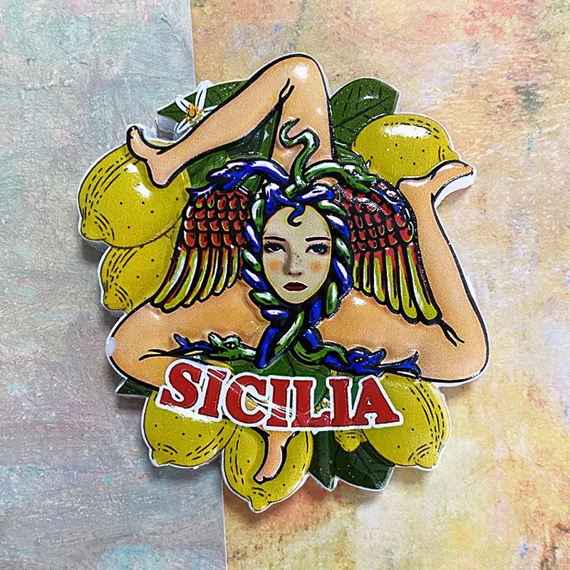 Sicily, Mythological Medusa 3D refrigerator magnets, Italian lemon souvenirs, ‌ home decoration items collection crafts