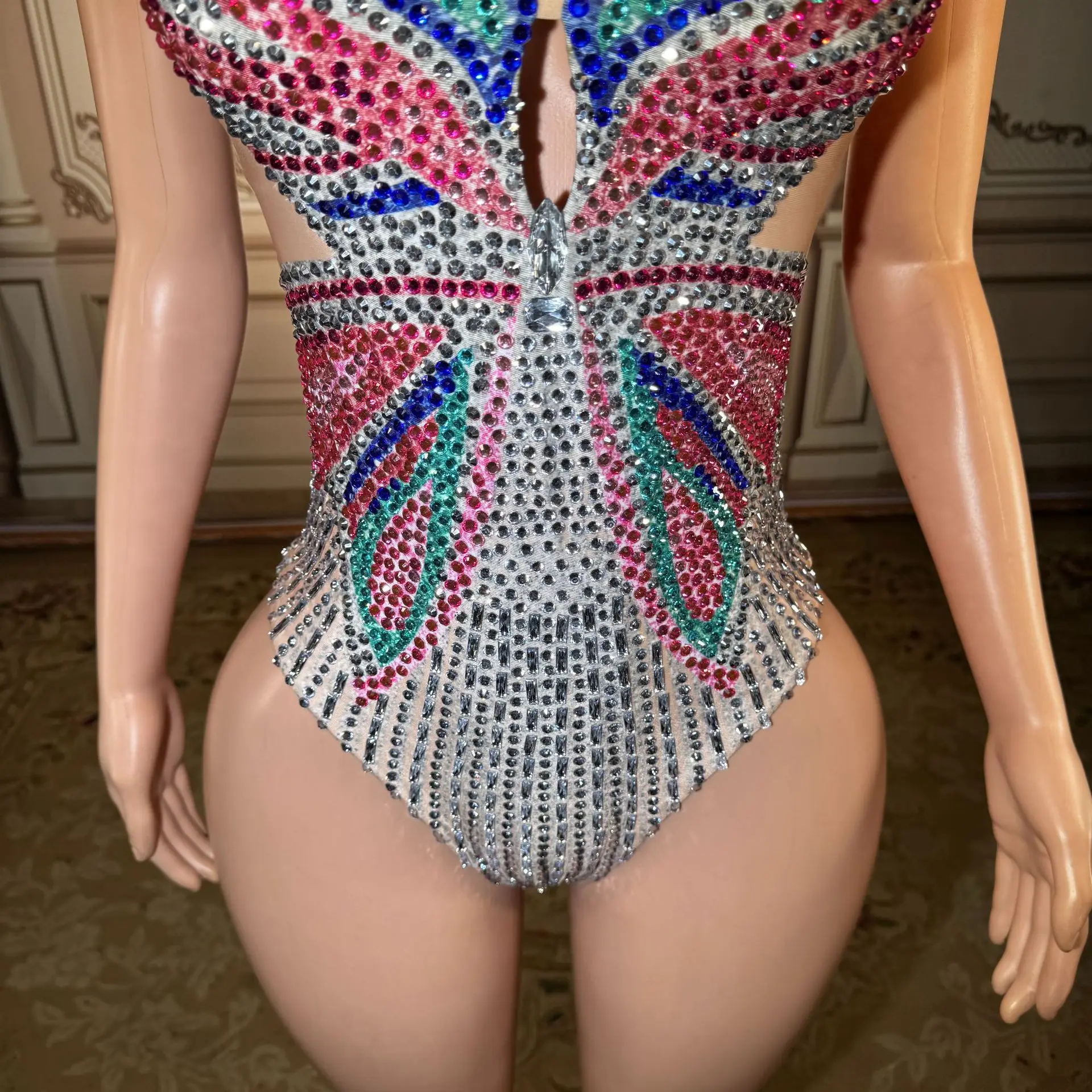 Top Selling Products 2025 Beaded Rhinestone Stage Performance Costume Blue Tassels Chic Latin Competition Dress