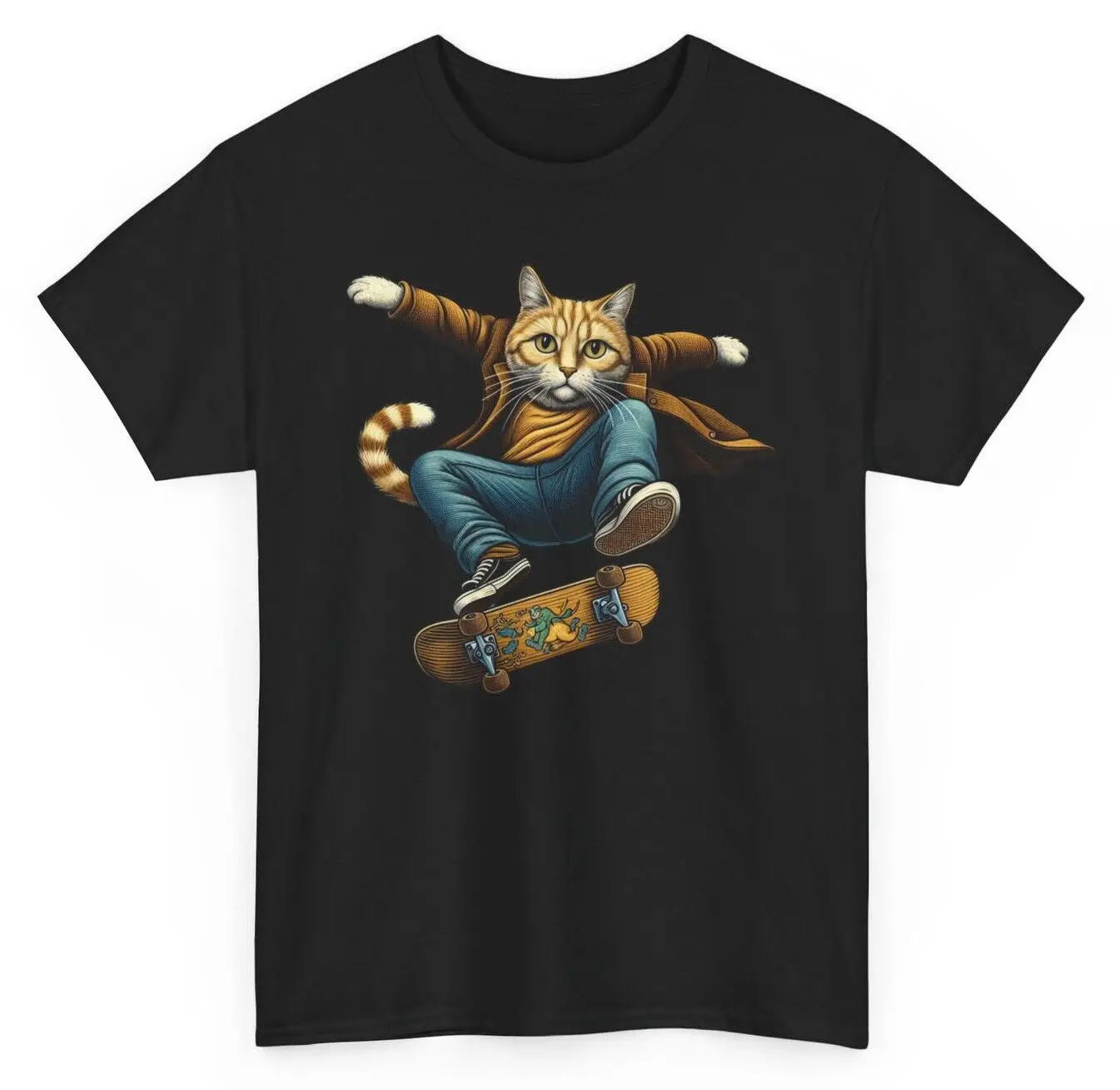 Cute Cat Skateboarding T-shirt - Skater Kitten Skateboard Sports Graphic Tee