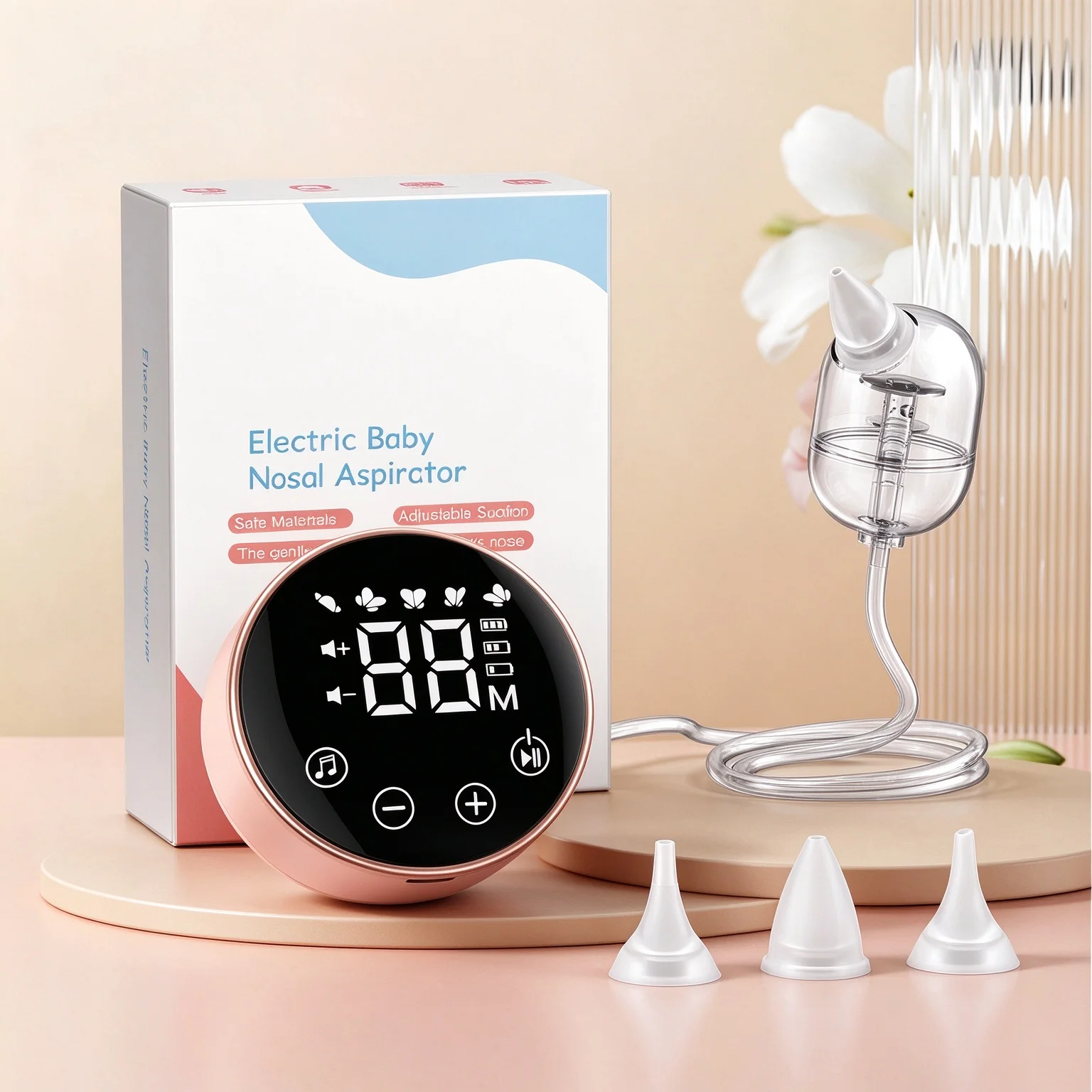 Silent Electric Baby Nasal Aspirator 9 Adjustable Suction Levels Nasal Mucus Cleaner Nasal Obstruction Relief Tool For Newborn