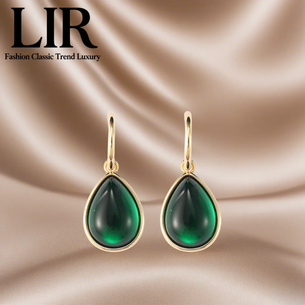 

LIR 2025 New Earrings: Emerald Drop Shape, Unique Charm Color, Minimalist Office Style, Elevates Temperament,