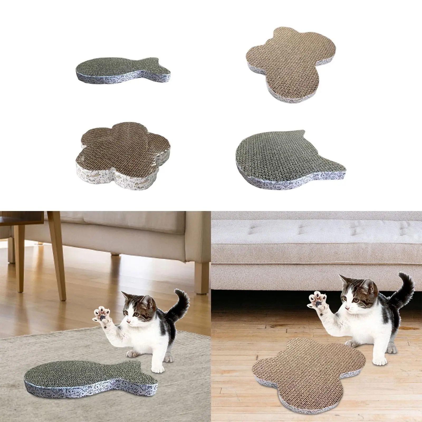 Corrugated Cat Scratch Pad Bed with Reversible Lounger Box for Indoor Kittens to Prevent Furniture Damage