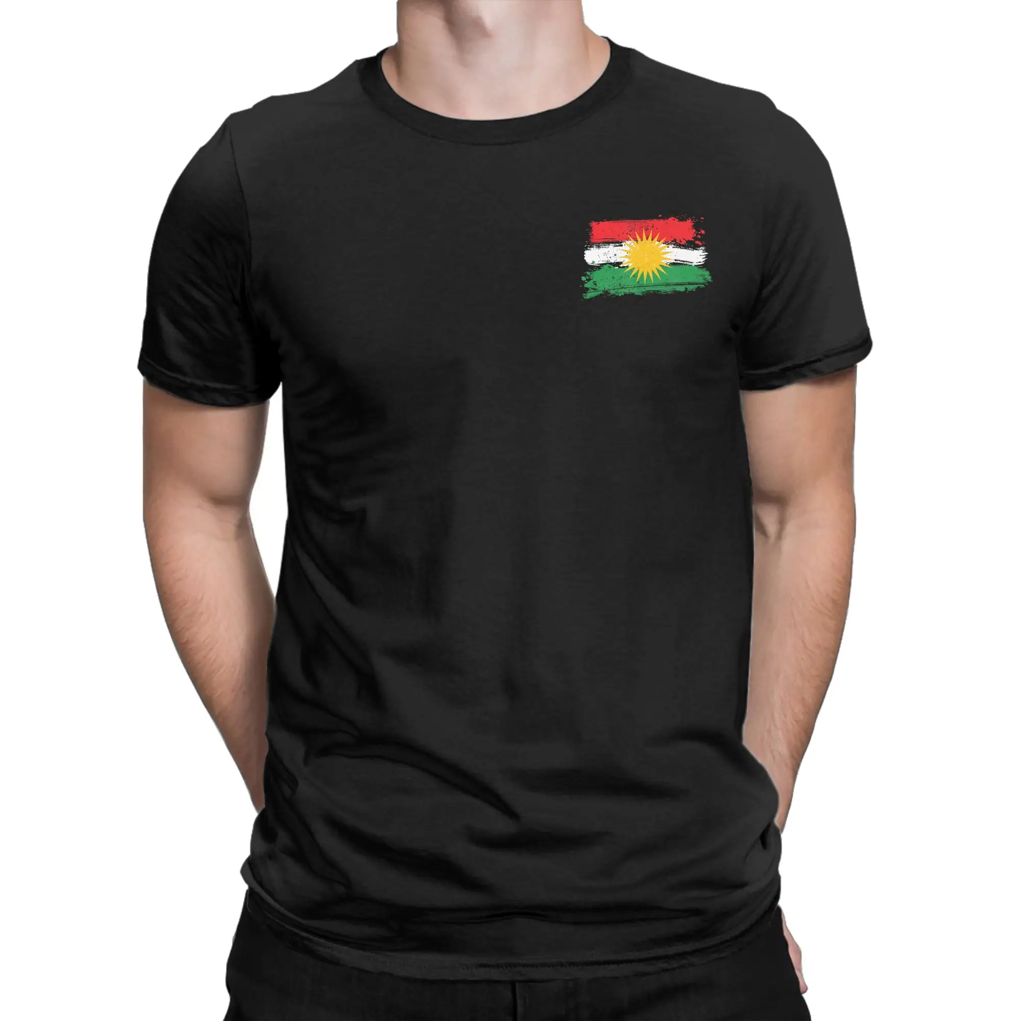 Kurdish Kurdistan Flag Kurd Men T Shirt  Novelty Tees Short Sleeve Round Collar T-Shirts Pure Cotton Printed Clothes