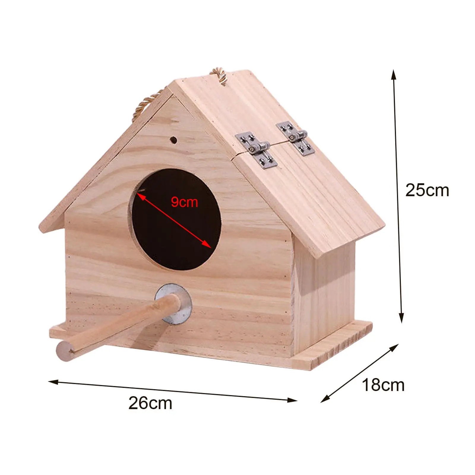 Caja de madera para pájaros grandes, casa para pájaros, refugio, lugar cálido, exterior