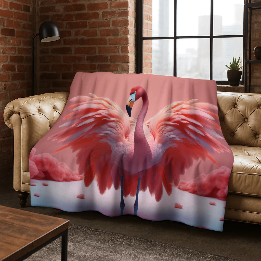 

Розовое фланелевое одеяло с изображением фламинго и птицы, мягкое теплое одеяло для спальни, гостиной, кровати, путешествия, кемпинга, пикника, подарок
