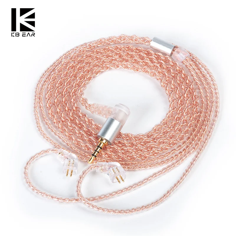 KBEAR 4 Core Copper Upgrade Earphone Cable With 2PIN/QDC/TFZ/MMCX Headphone Connector for KBEAR KS1 KS2 Lark KZ ZST ZSN Earbuds