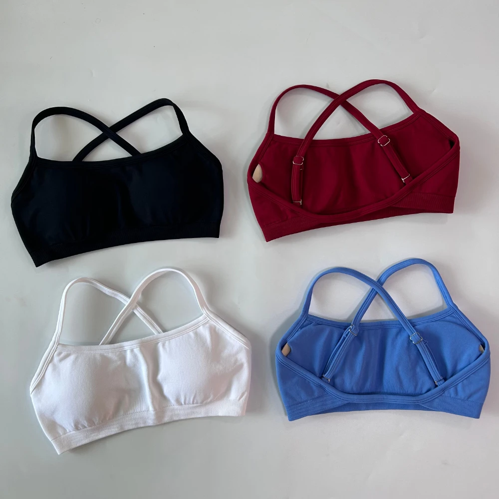 Damen Sport-BH mit abnehmbaren Trägern, rückenfreier Yoga-BH, gepolsterter BH, sexy Top, Kreuzrücken, Gym-Crop-Top, Fitness-Unterwäsche – Detail 5