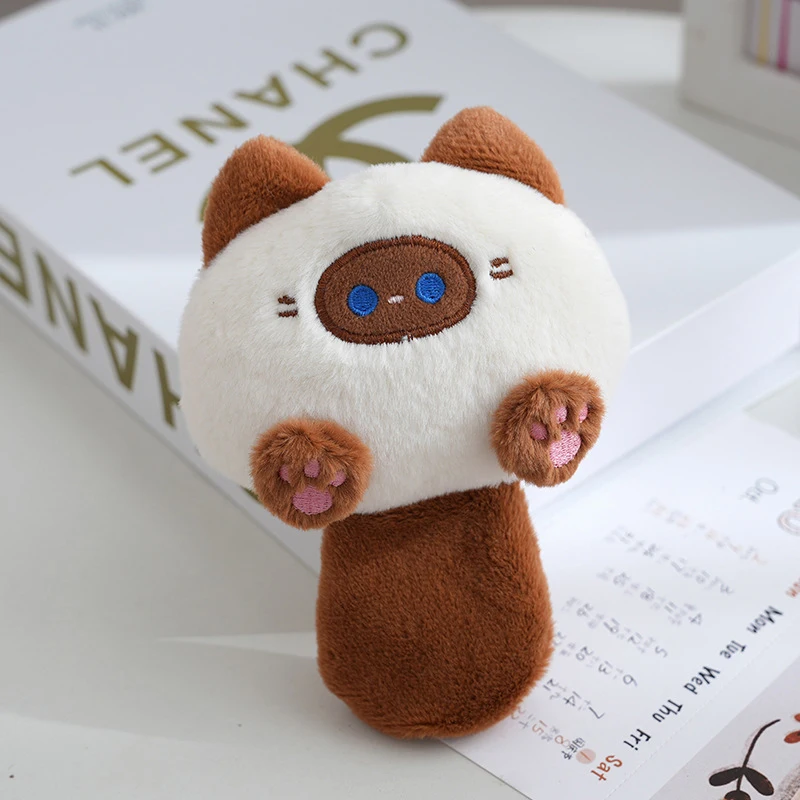 Kawaii Squeaking Small Cat Plush Keyring Cartoon Cute Soft Stuffed Doll Keychain Bag Pendant Charms For Kids Christmas Gifts