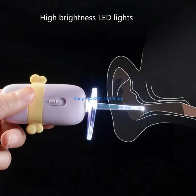 Muỗng ngoáy phát sáng Q6RE để vệ sinh cho bé, dụng cụ lấy ráy đầu mềm chạy bằng pin nút Công cụ thân thiện với du