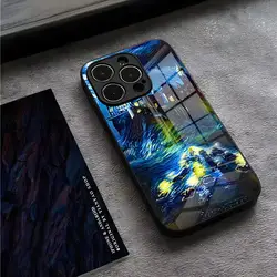 Van Gogh Oil Painting Phone Case For IPhone 15 Pro Max 14 Pro 12 11 13 Mini X XR XS 16 Plus SE Tempered Glass Back Cover