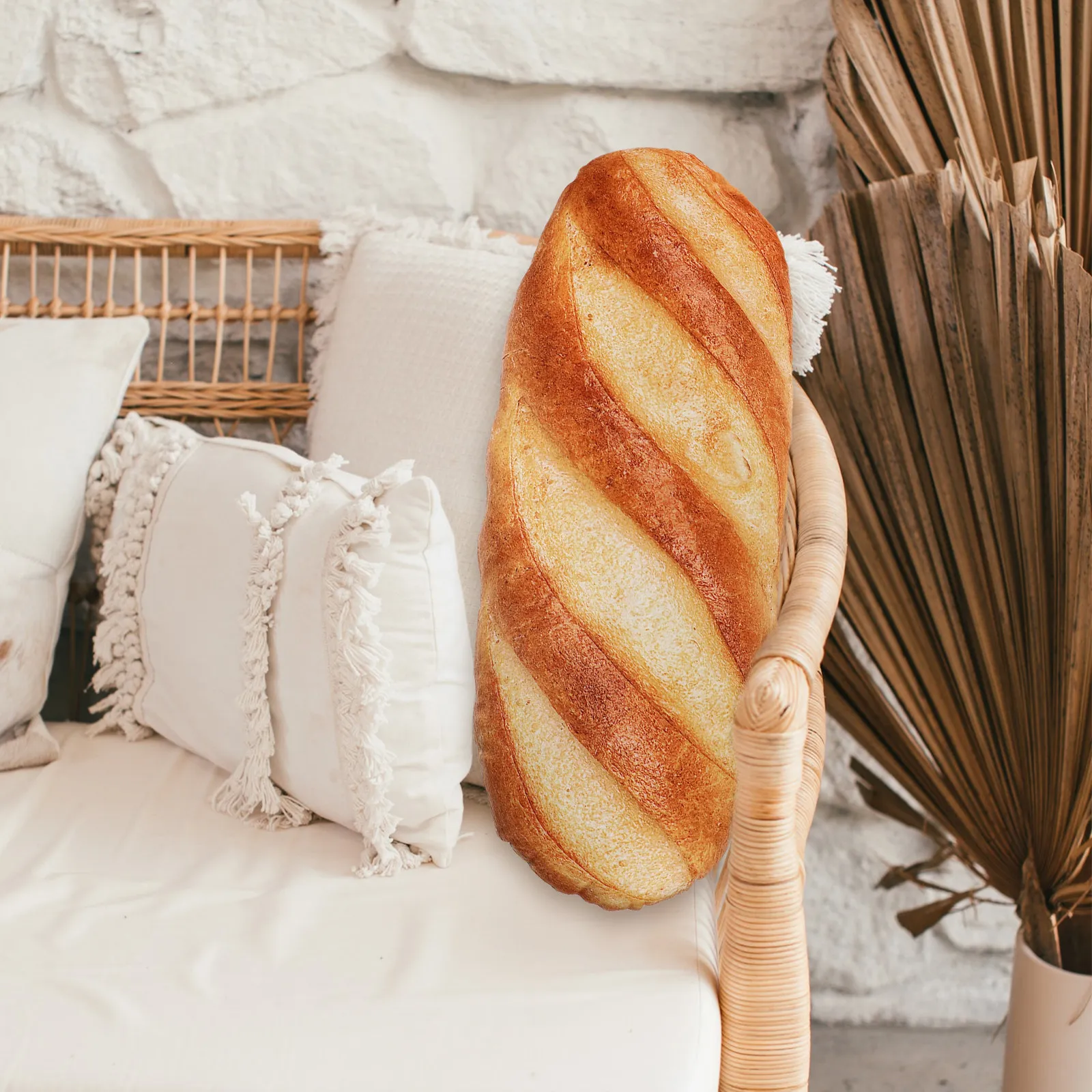 

Bread Shaped Throw Pillow Comfortable Home Decor Sofa Lumbar Pillow Cute Stuffed Plaything for Bed Couch Lumbar Bread Model