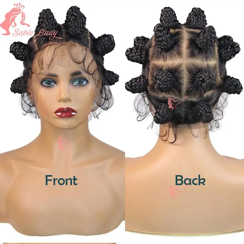 Synthetic Bantu Knot Braided Wigs Full Lace Twist Braided Wig for Black Women New Arrival  Handmade Knotless Box Braiding Wigs